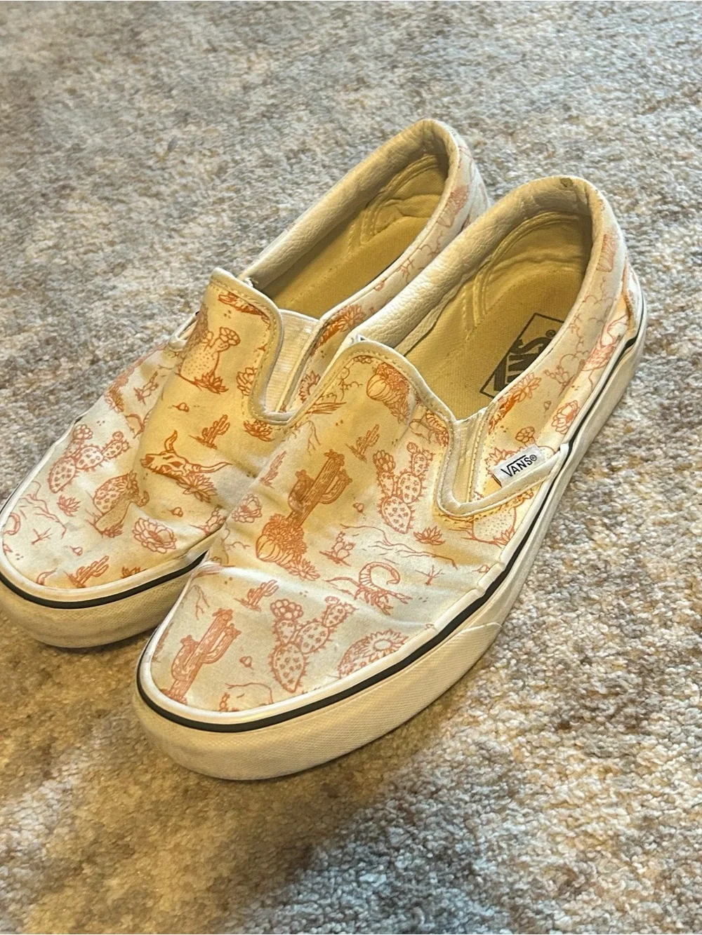 Vans Slip-On Sneakers with Orange Cactus Print